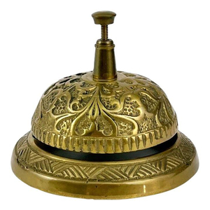 Campana de Escritorio de Latón Antiguo Ornamentada, Diseño Floral Hecho a Mano, Campana de Recepción para Hotel, Restaurante y Estilo Victoriano - Product Image 5