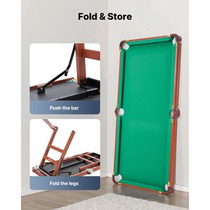 4.5ft portatile pieghevole tavolo da biliardo salvaspazio di spazio sport al coperto gioco di ricreazione palla rastrelliera gesso spazzola panno blu per la famiglia - Product Image 3