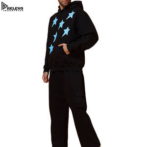 Nouvel ensemble de survêtement pour homme à capuche, imprimé écran étoiles, style streetwear, couleur unie, haute qualité, séchage rapide, respirant, 100 % coton - Product Image 4