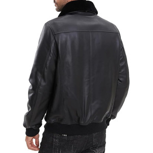 Chaqueta de Cuero Comfortex International, Chaqueta Bomber de Piel de Cordero con Cuello de Piel Auténtica Extraíble, Cierre de Cremallera Frontal, Múltiples Bolsillos - Product Image 2