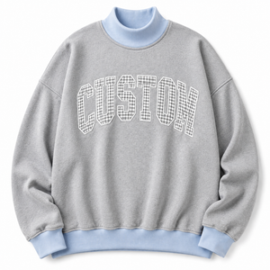 Custom Women Oversized Casual <b>Top</b> Long Sleeve Pullover Style <b>Layered</b> Mock Neck Design Large Front Lettering Trendy Streetwear - Product Image 6
