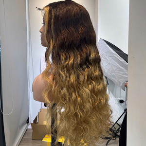 Precio al por Mayor, Cabello Humano Vietnamita Virgen 100% Natural, Peluca de Encaje con Ondas Profundas, Color Rubio Mezclado, Extensiones de Cabello Super Double Drawn - Product Image 6