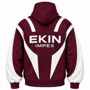 Sweat à capuche zippé en polaire uni marron et blanc de qualité supérieure |   Streetwear d'hiver à double capuche respirant unisexe surdimensionné 100% coton tendance - Product Image 2