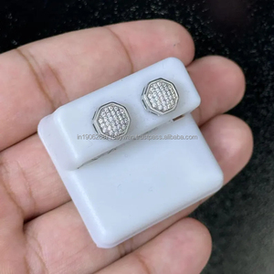 Sparkling Bling Octogone Moissanite Diamant Boucles D'oreilles Glacé Forme Géométrique Micro Pave pour Cadeau - Product Image 6