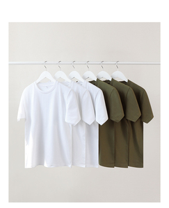 Camiseta de Manga Corta con Cuello Redondo de Algodón Grueso de 230 g para Hombre, Corte Holgado Informal, Diseño Estampado Sólido, 100 % Algodón para Hombre y Mujer - Product Image 1