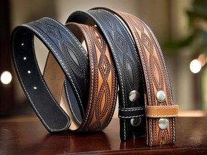 Ceinture Western en Cuir Pleine Fleur Robuste Ornée de Perles et Motifs Floraux, en Cuir de Vachette Premium, Designs Perlés Personnalisés, Ceintures de Luxe - Product Image 5