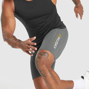 Shorts de Compresión Unisex de Nailon y Spandex, Cintura Alta Elástica, Bolsillo Oculto, Logotipo Personalizado, Secado Rápido, Ligeros, Transpirables, hasta la Rodilla - Product Image 2