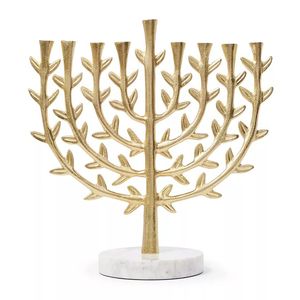 Traditional Gold 7-Branch Menorah Elegant <b>Brass</b> Jewish Candelabra for Hanukkah Temple & Home Decor Metal Religious <b>Candle</b> Stand - Product Image 6