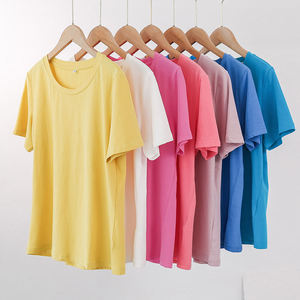 Camiseta Holgada de Algodón para Mujer al por Mayor, Manga Corta, Cuello Redondo, Color Liso, Estilo Casual Oversize, con Logotipo Personalizado - Product Image 2