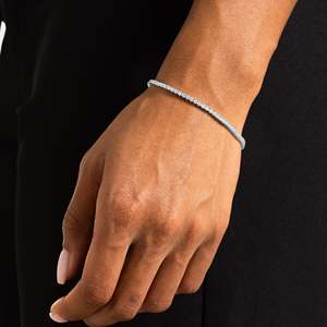 Tennis <b>Bracelet</b> 925 Silver Rhodium Plated Round Brilliant Cut Diamond Channel Setting Unisex Everyday Wear Luxury Style - Product Image 1