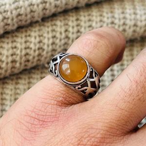 Vintage <b>Carnelian</b> Brass Gemstone Ring Bohemia Style Bezel Setting Silver Plated Hollow Cutout Tribal Wholesale for Women - Product Image 5