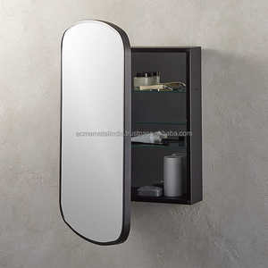 Espejo de baño con recubrimiento en polvo negro de forma cuadrada de lujo-Espejo interior montado en la pared para el hogar y el baño - Product Image 2