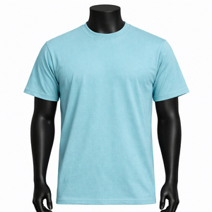 <b>Men's</b> Light Blue Short Sleeve O-Neck T-<b>Shirt</b> Regular Fit Casual Jersey Cotton Blank Solid Color - Product Image 6