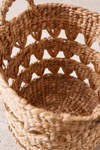 Handmade Water Hyacinth Laundry <b>Basket</b> Bohemian Woven Clothes Storage <b>Hamper</b> with Handles <b>for</b> Home Organizer - Product Image 6