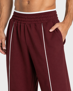 Ensemble de survêtement pour homme OEM Burgundy Contrastline, qualité supérieure, coton respirant, molleton, décontracté, surdimensionné - Product Image 5