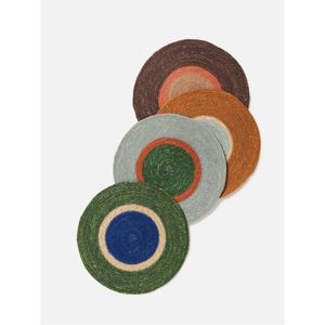 Vente en gros de sets de table ronds en jute tissé, cercles concentriques colorés, tapis de table naturels faits à la main, décoration de table à manger, tapis de cuisine - Product Image 1