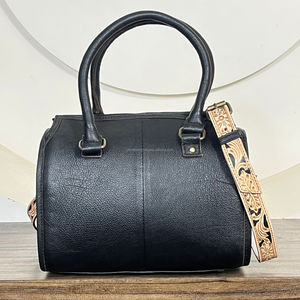 Bolsa de Viaje Grande de Cuero Vacuno Auténtico Hecha a Mano con Diseño de Corazón, Bolso de Mano Vintage con Estampado Floral, Estilo Speedy para Unisex - Product Image 5