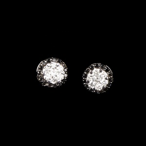 Pendientes de Oro Blanco Sólido de 18K con Diamantes Naturales Negros en Forma de Halo, Engastados en Racimo, Joyería Fina, Memoria Jewels - Product Image 4