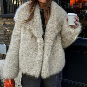 Women's Luxury Fluffy Winter Warm Breathable Polyester <b>Fur</b> Overcoat Soft Elegant Casual Outerwear Fashion Wear - Product Image 2