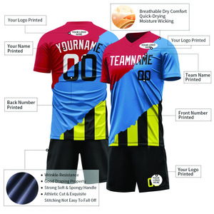 Tenue d'entraînement de football bleu clair personnalisée, vêtements de sport, uniforme de football, impression de logo personnalisée, OEM - Product Image 4