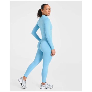 Yoga <b>Jumpsuit</b> Women Seamless Sports Zipper <b>Jumpsuit</b> Set Gym Long Sleeve Fitness Suit Elastic Gym <b>Workout</b> Bodysuit Athletic Wear - Product Image 3