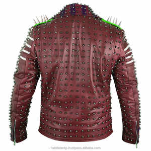 Chaqueta de Cuero Genuino para Hombre al por Mayor, Estilo Bomber Ajustado con Tachuelas, Novedad, Chaquetas de Cuero con Tachuelas, Estilo Motero - Product Image 3