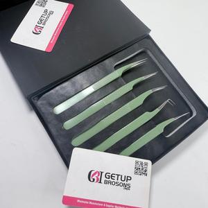 Juego de Pinzas para Pestañas GETUP BROSONS IMPEX de Acero Inoxidable de Precisión, Nuevas, con Punta Lisa de 10 mm, Antiestáticas, para Aislamiento/Curvas/90°/Boot - Product Image 2