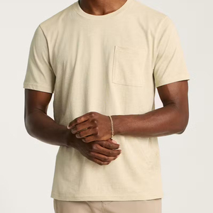 T-shirt en coton biologique à poche pour homme, manches courtes, t-shirts pour homme, t-shirt en jersey d'été, t-shirt personnalisé avec logo - Product Image 5