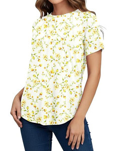 T-shirts d'été pour femmes en modal de haute qualité, doux, à col rond, à manches courtes, anti-UV, écologiques, anti-rétrécissement, imprimés numériquement, avec boutons - Product Image 4