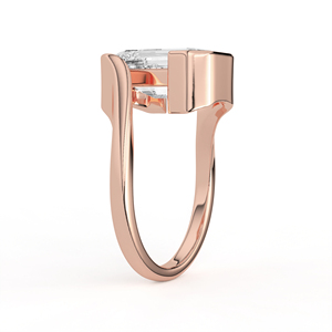 แหวนเพชรทรงเหลี่ยมมรกต 14K 18K ทองคำเหลือง เพชรเพาะเลี้ยงในห้องปฏิบัติการ ดีไซน์โมเดิร์นแบบอสมมาตร ฝังเพชรแบบบางส่วน ทรงโซลิแทร์ ดีไซน์แกะสลัก สำหรับแหวนหมั้น - Product Image 3
