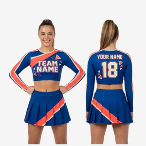 Uniformes de Animadoras 2026 de Manga Larga, Sublimados, de Spandex, Alta Calidad, Económicos, Personalizados, para Competencia Americana - Product Image 1