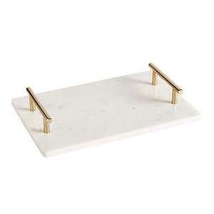 Plateau de service en marbre vert, nouveau design tendance, plateaux de qualité supérieure, vente en gros, plateau de service en marbre avec poignée en laiton, prix bas - Product Image 4