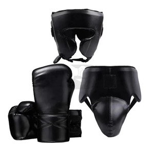 High Quality Genuine Leatherboxing <b>Sets</b> Headgear and Groin Guard Training <b>Sparring</b> Custom Logo Training Gear <b>Boxing</b> <b>Set</b> - Product Image 1