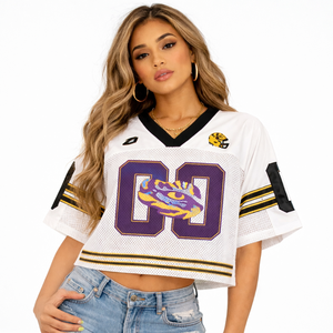 Camiseta Deportiva Corta de Malla Blanca para Mujer, Estilo Fútbol Americano, Transpirable, de Poliéster, Corte Holgado, con Logotipo Personalizado, para Fútbol - Product Image 1