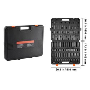 Set di chiavi a bussola a impatto profonde da 59 pezzi in acciaio legato Cr-Mo, con attacco da 3/8 e 1/2 pollici, da SAE 5/16 a 1 1/4 pollici (6-32 mm) metrico, a 6 punte, di Au - Product Image 5