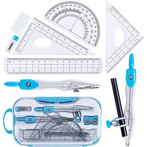 Kit di Geometria per Studenti, Set di Strumenti Matematici con Goniometro, Righelli, Scatola Antiurto, 10 Pezzi, Compasso e Strumenti da Disegno - Product Image 2