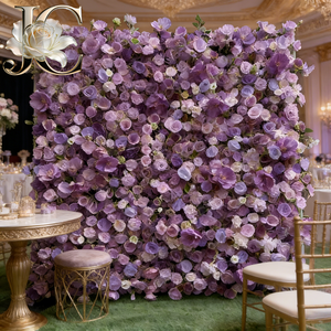 Décoration murale florale JC, panneaux muraux de fleurs artificielles luxueux et magnifiques, toile de fond 8ft x 8ft pour mariage et fête - Product Image 1