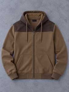 Men's Color Block Zip Up Hooded Sweatshirt Casual Autumn <b>Hoodie</b> - Product Image 1