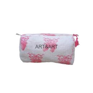 Personalized Cotton Water Resistant Zipper Large Capacity Tassel Pattern Quilted Cosmetic Bag Travel for Pouch - Product Image 4