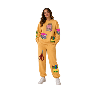 Hot Sale Women's Tracksuit Set with Custom Back to School <b>Sequined</b> Breathable Full Sleeve Casual All Seasons 2 Piece Long Set - Product Image 1