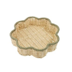 Cesta de Almacenamiento Tejida con Asas de Madera, Cesta de Jacinto de Agua, Color Verde - Product Image 3