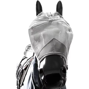 Masque anti-mouches léger, confortable et imperméable en coton pour chevaux avec protection des oreilles, idéal pour l'entraînement, protège les chevaux des insectes, de la poussière et des irritants - Product Image 1