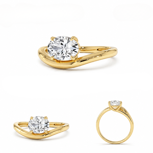 Bague de luxe unisexe en or jaune, blanc ou rose 10k, 14k, 18k avec diamant de laboratoire taille ovale couleur D certifié IGI et pierre latérale plaquée or de laboratoire - Product Image 5