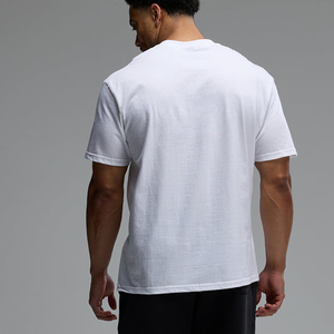 T-shirt à manches longues col rond 100 % coton blanc pour homme, coupe oversize, tricot décontracté, couleur unie, anti-plis, design vierge - Product Image 2