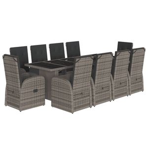 Ensemble de salle à manger de jardin en rotin PE gris résistant aux UV pour 10 personnes, matériaux résistants aux intempéries - Product Image 2