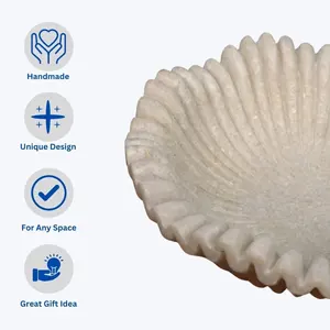 Supports de bols en marbre - Design moderne, faits à la main, en forme de fleur, complètent les tables en bois, pour salon, usage intérieur - Product Image 2