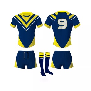 Conjunto de Uniforme de Rugby Sublimado Personalizado, Negro, Rojo y Blanco, Cuello Redondo, Manga Corta, Absorbente de Humedad, Ajustado, para Adultos, para Todas las Temporadas - Product Image 3