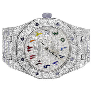 Reloj de Cuarzo de Acero Inoxidable para Hombre, con Incrustaciones de Diamantes Moissanite VVS, Estilo Hip Hop, Lujoso, en Oro Rosa, Correa de 20 mm, Esfera de Cristal - Product Image 1