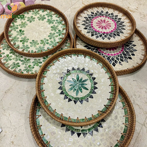 ถาดหวายเคลือบเงาฝังมุกดีไซน์คลาสสิกอเนกประสงค์สำหรับตกแต่งบ้าน - Product Image 2