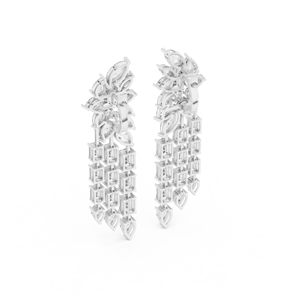 Candelabros ROYAL CASCADE con diamantes cultivados en laboratorio, engastados en oro blanco de 18 quilates, para compromiso, boda, regalo de San Valentín, uso diario. - Product Image 3